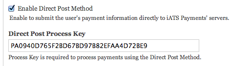 Direct Post Method settings