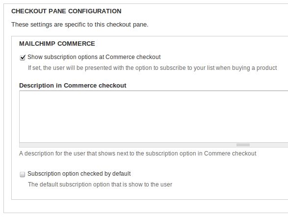 Commerce Mailchimp Checkout settings example