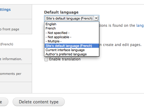 content type edit with dropdown