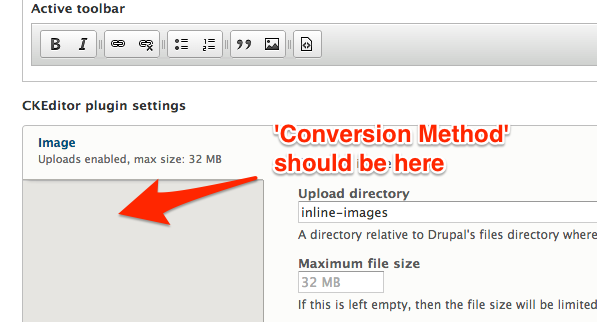 Conversion Method missing on Editor configuration form