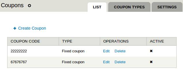 coupon list