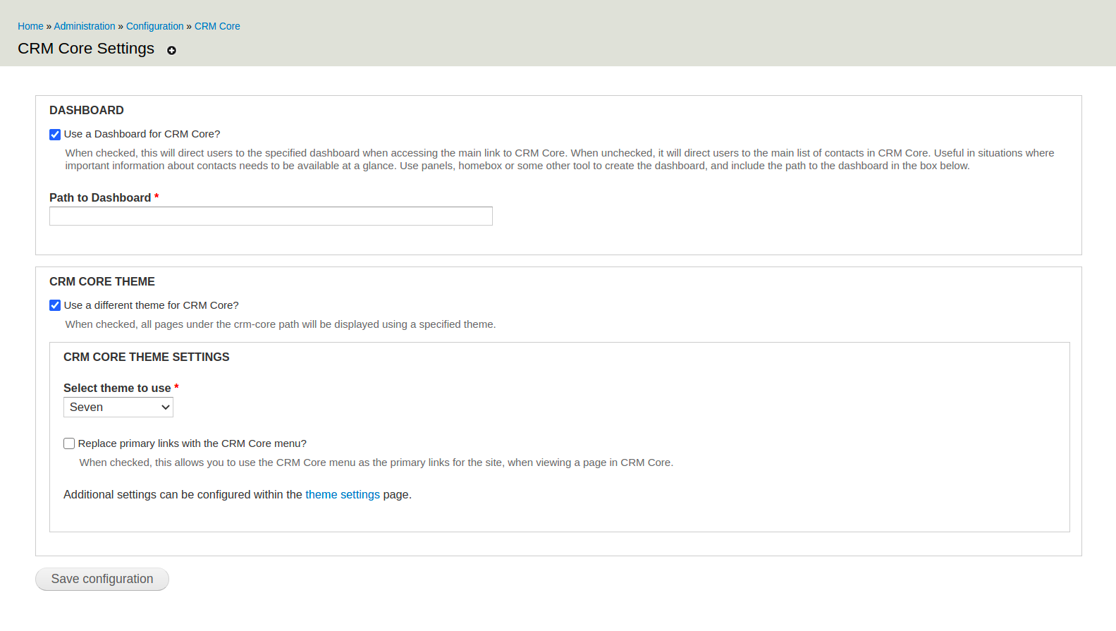 Basic Configuration Administrative Guide for CRM Core Drupal Wiki guide on