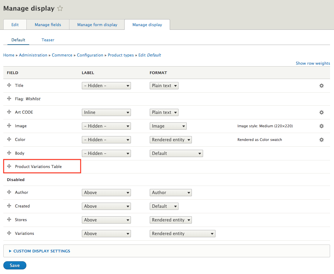 Commerce Product Variation Table Contributed modules Drupal Wiki
