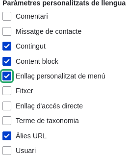 Custom language settings checklist