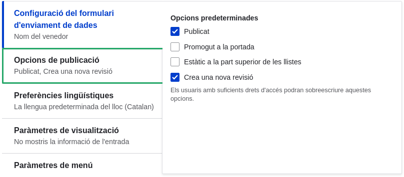 Publishing Options