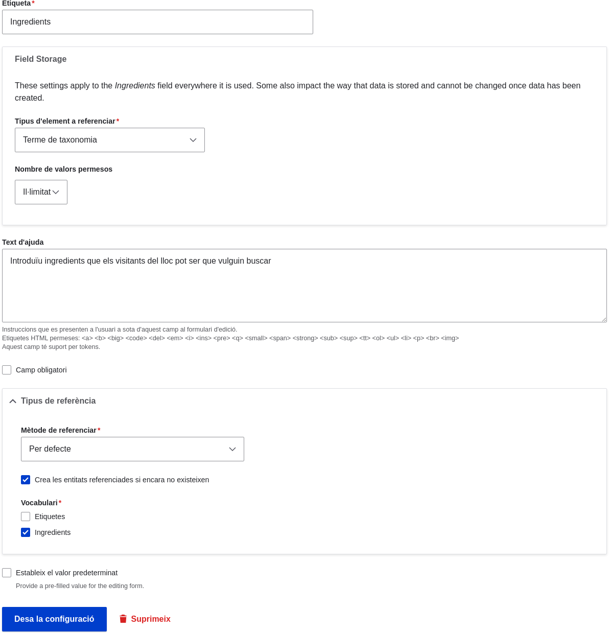 reference type field settings