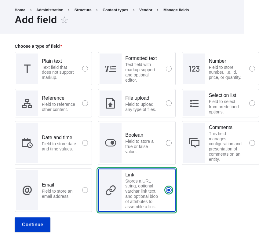 Add field page