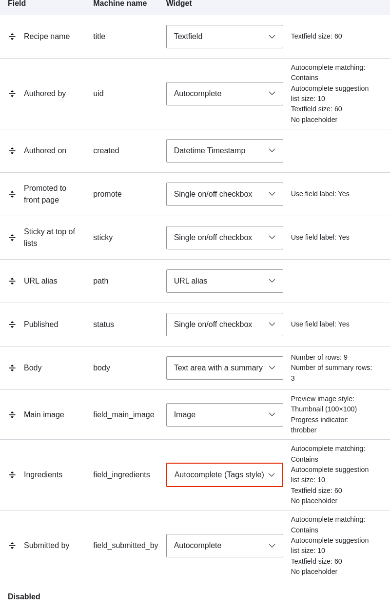 recipe forms
