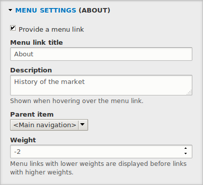 Creating a menu link from within the content edit form