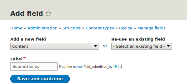 Adding a reference field to a content type