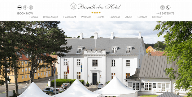 Bandholm Hotel homepage screenshot