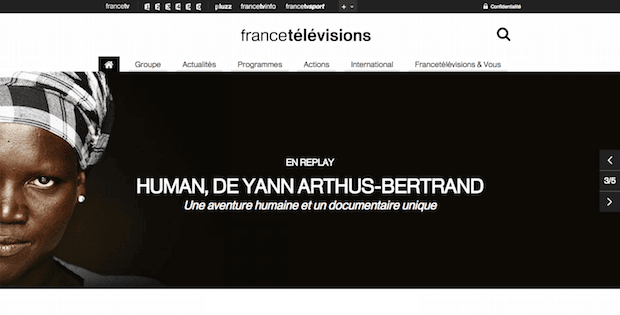 France Télévisions homepage screenshot