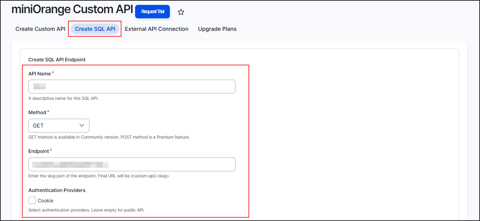 Drupal Custom API create SQL API