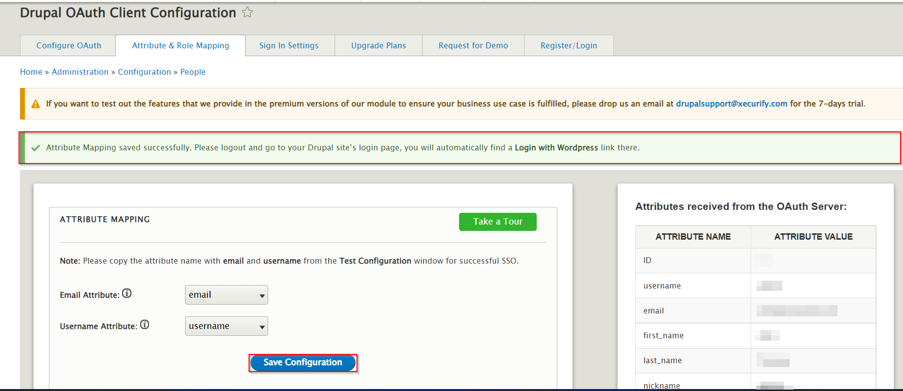 drupal oauth client attribute mapping