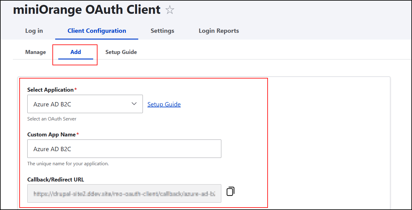 Drupal OAuth Client Select Application and Callback URL