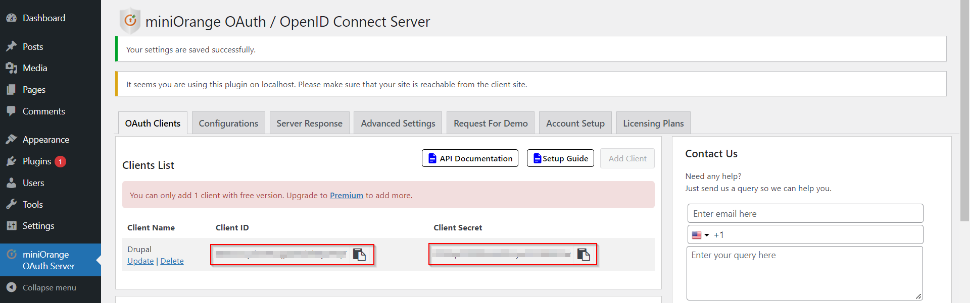 Drupal OAuth Client select client id and Secret