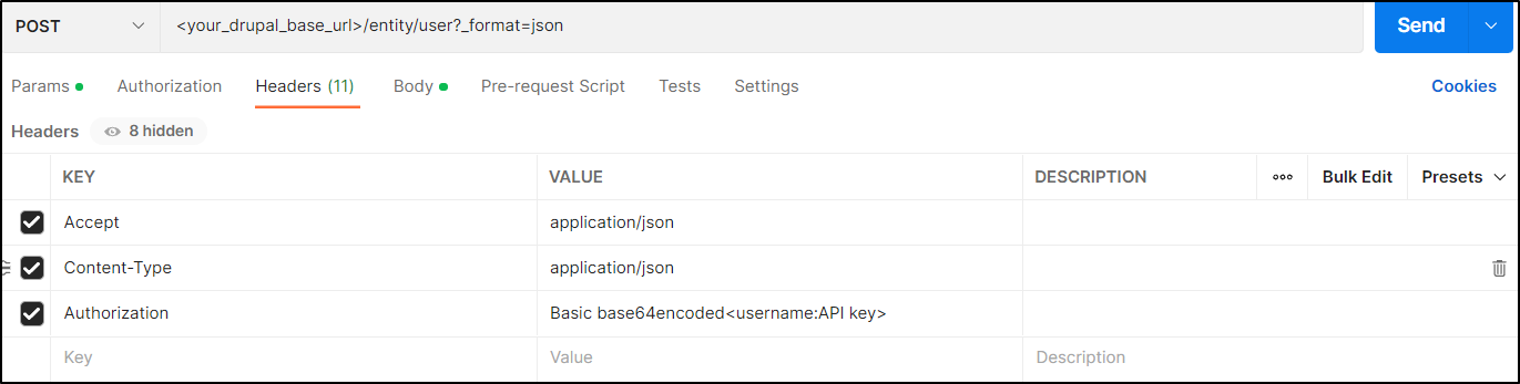 drupal rest api request for postman