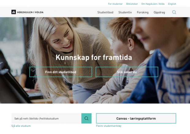 Screenshot hivolda.no front page
