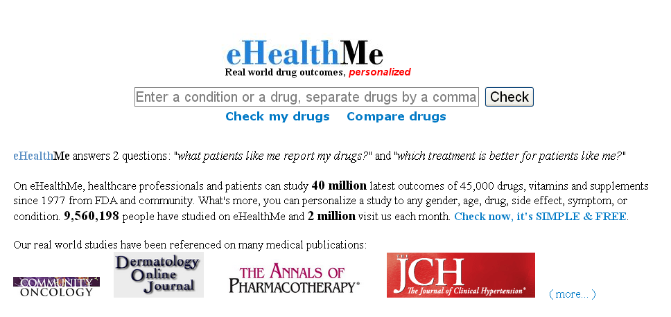 eHealthMe.com - real world drug outcomes, personalized