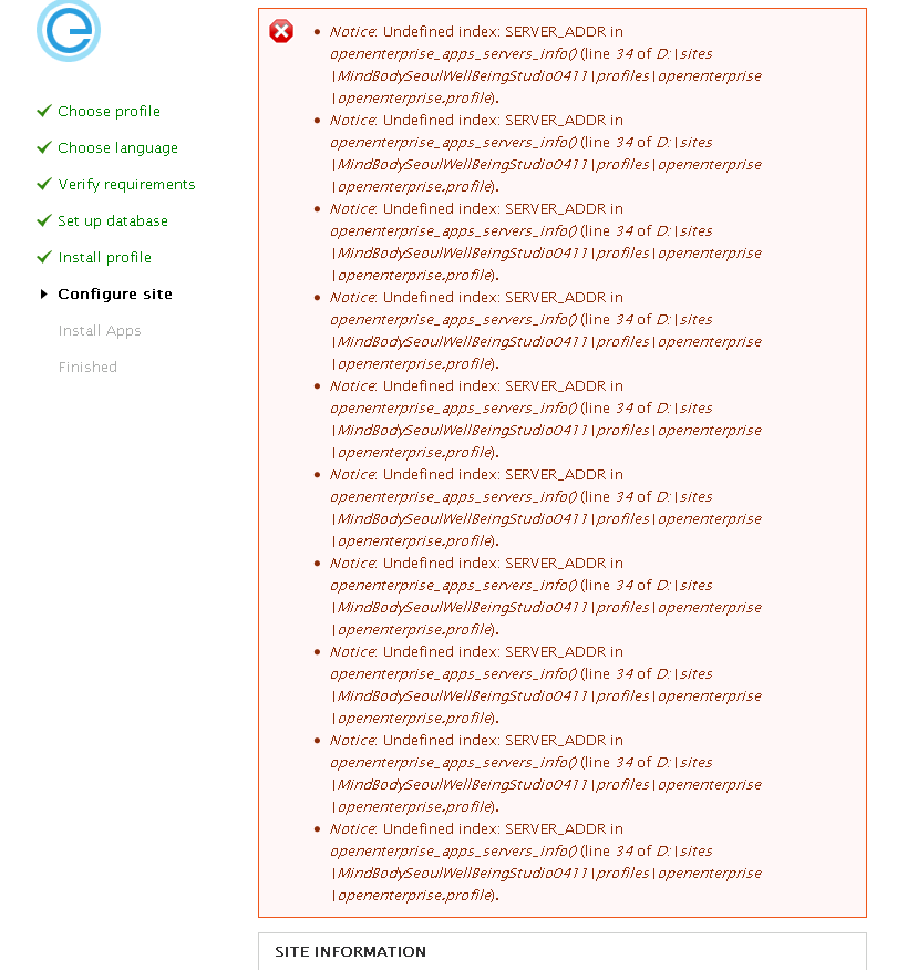 First error notice message