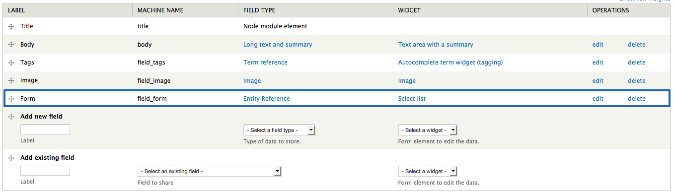 Screenshot showing an entitity reference field