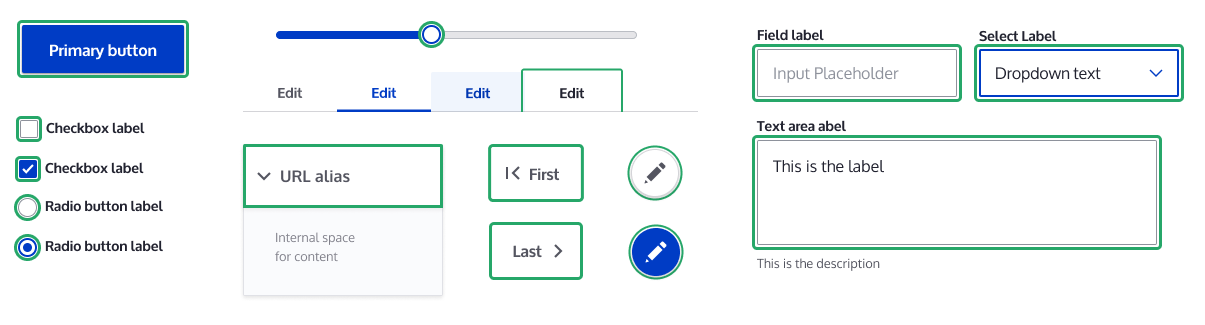 Examples of focus styles for Claro