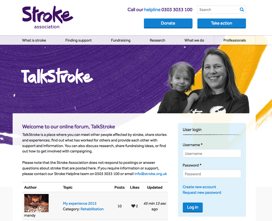 Stroke forum landing page screenshot