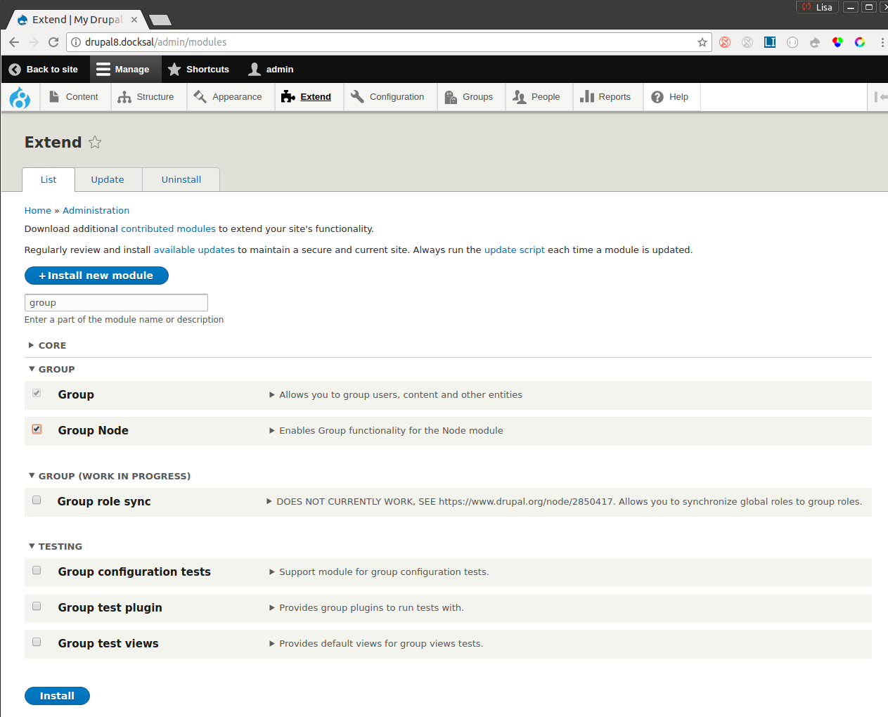 Group module Group node enable
