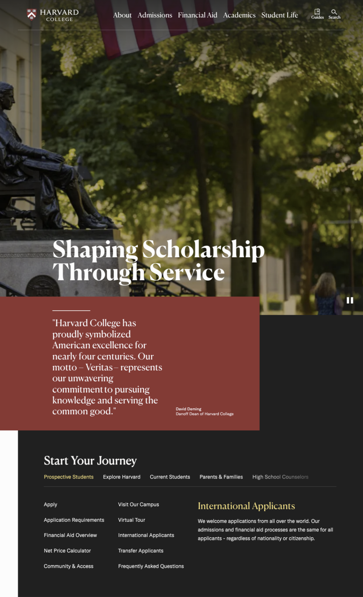Harvard homepage 