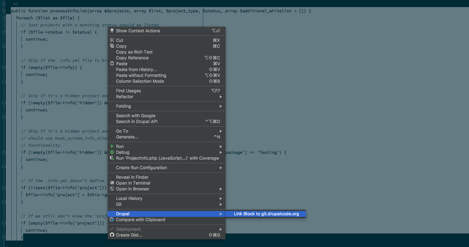 PhpStorm - Context Menu