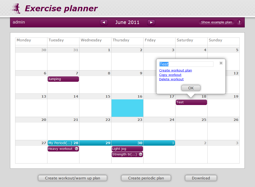 excercise planner
