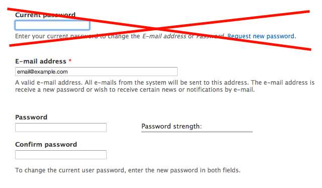No Current Password Drupal Org