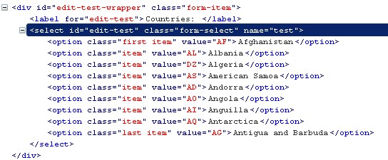 Options Attributes Screenshot