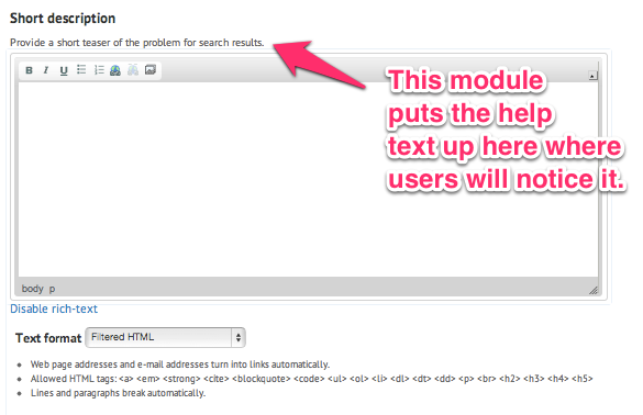 Text area after installing this module