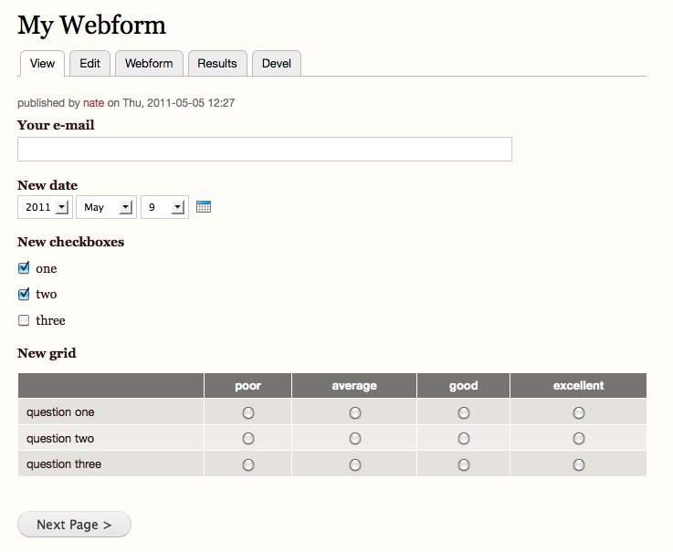 Webform ページのサンプル