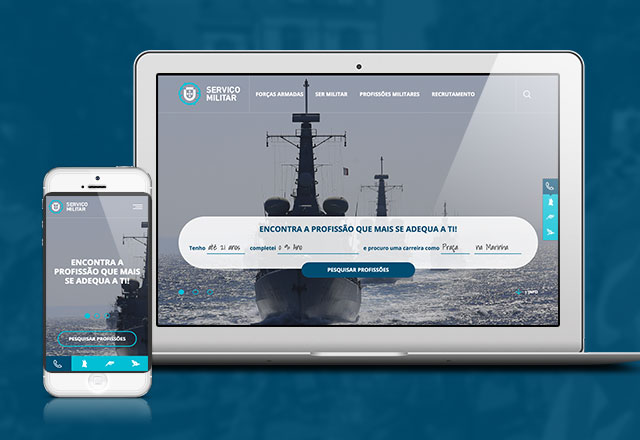 Military Recruitment Portal homepage viewed on tablet