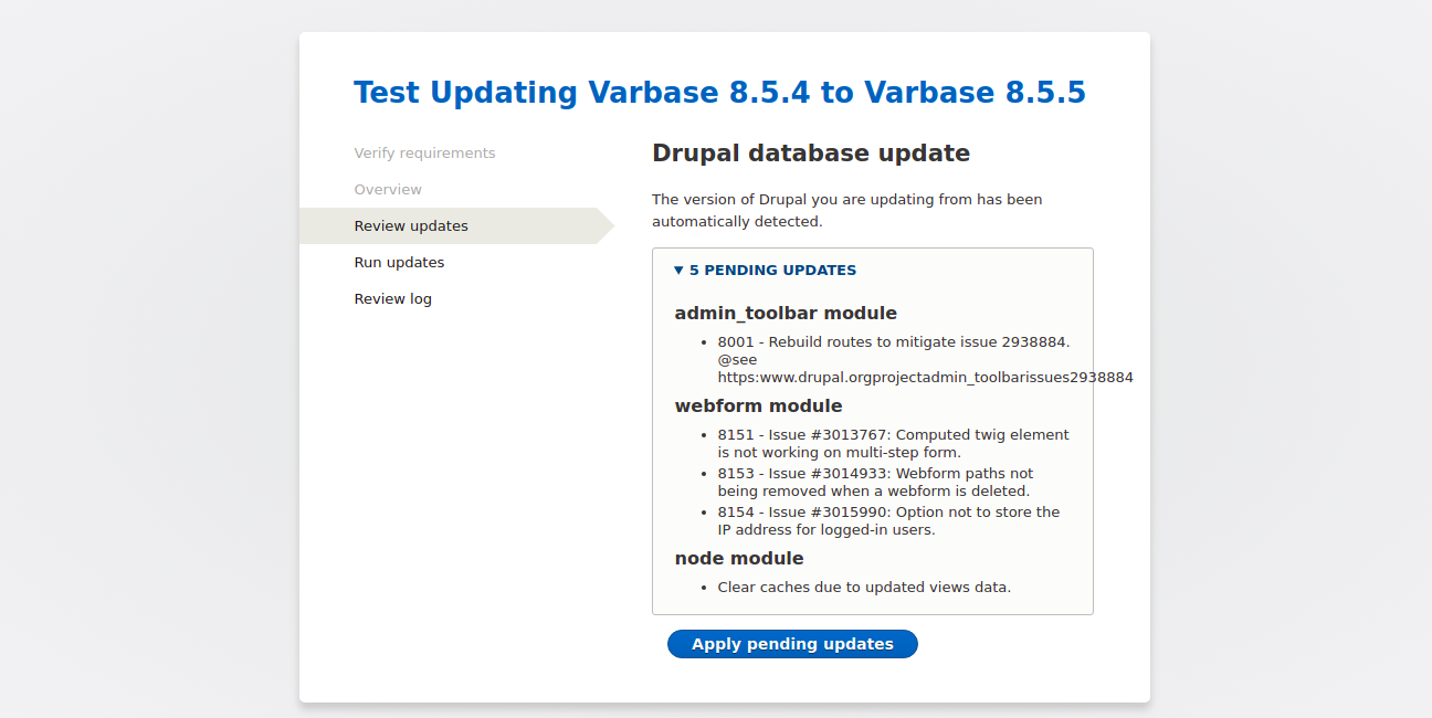 Test Updating Varbase 8.5.4 to Varbase 8.5.5