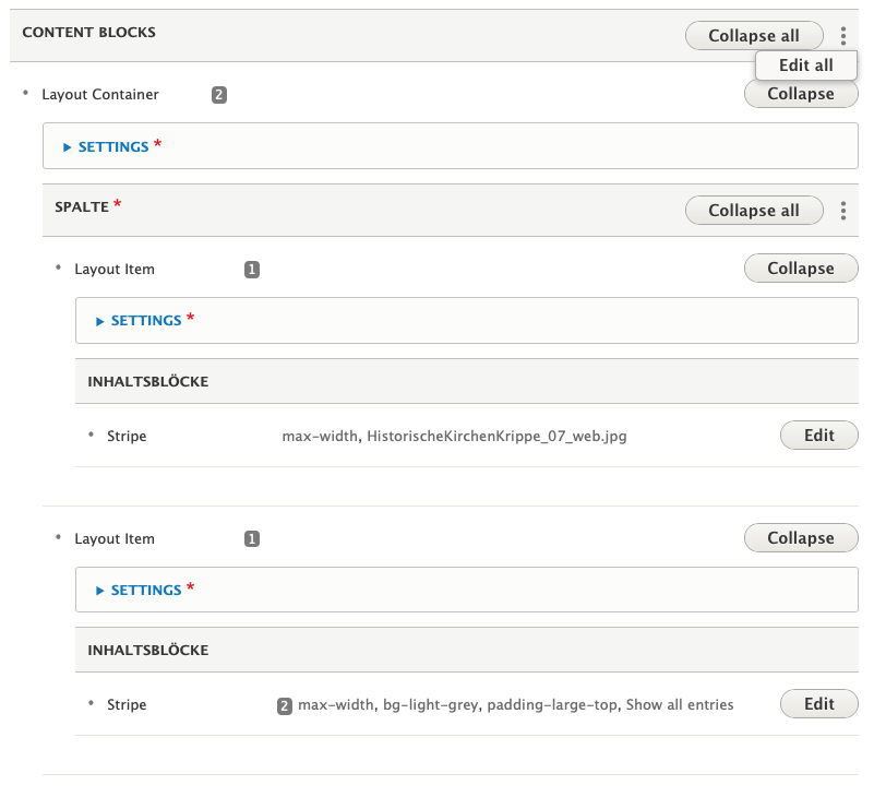Collapse All Dropdown Toggle Edit All Button Concur In Edit Mode Closed Drupal Org