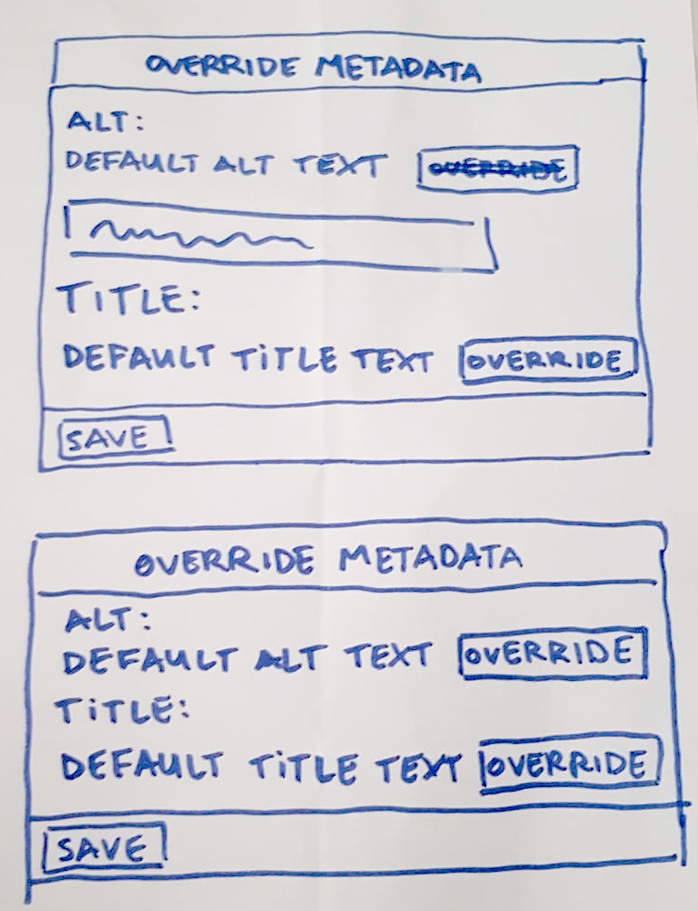 Override metadata modal sketch.