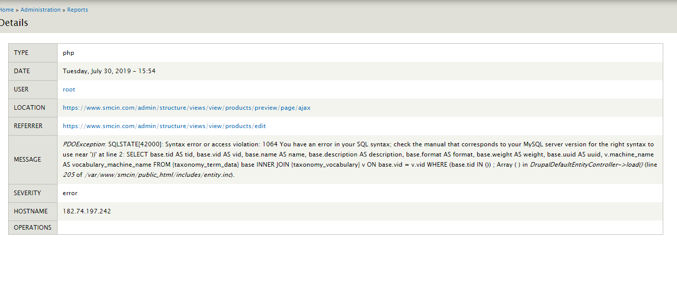 Pdoexception Sqlstate 400 Syntax Error Or Access Violation 1064 You Have An Error In Your Sql Syntax Drupal Org