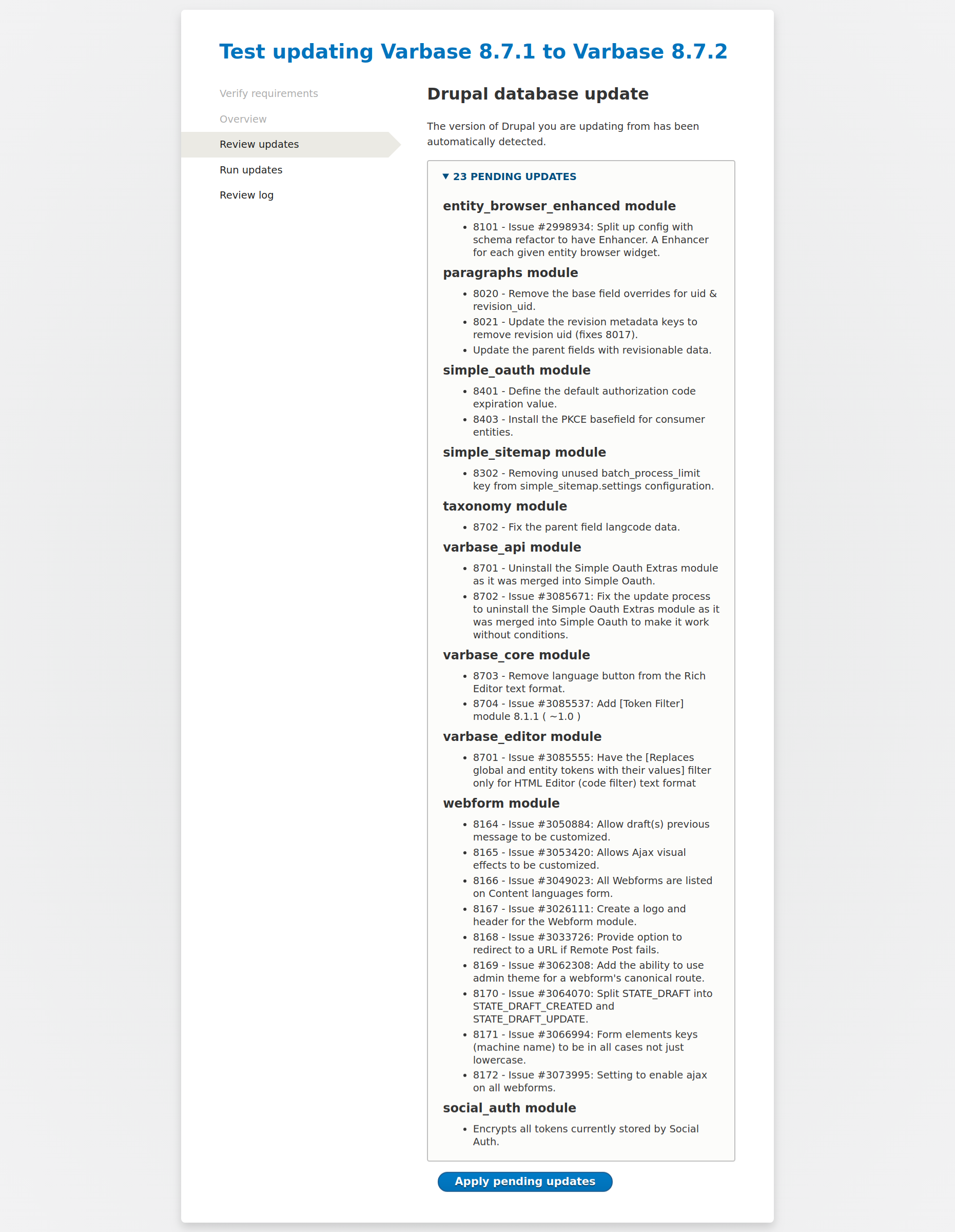 Updating Varbase 8.7.1 to Varbase 8.7.2