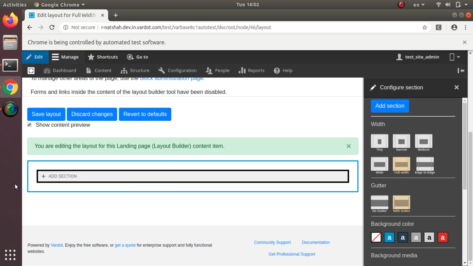 Click to have a look at the full run for Varbase 8.8.0 Automated Functional Acceptance Testing Robot View