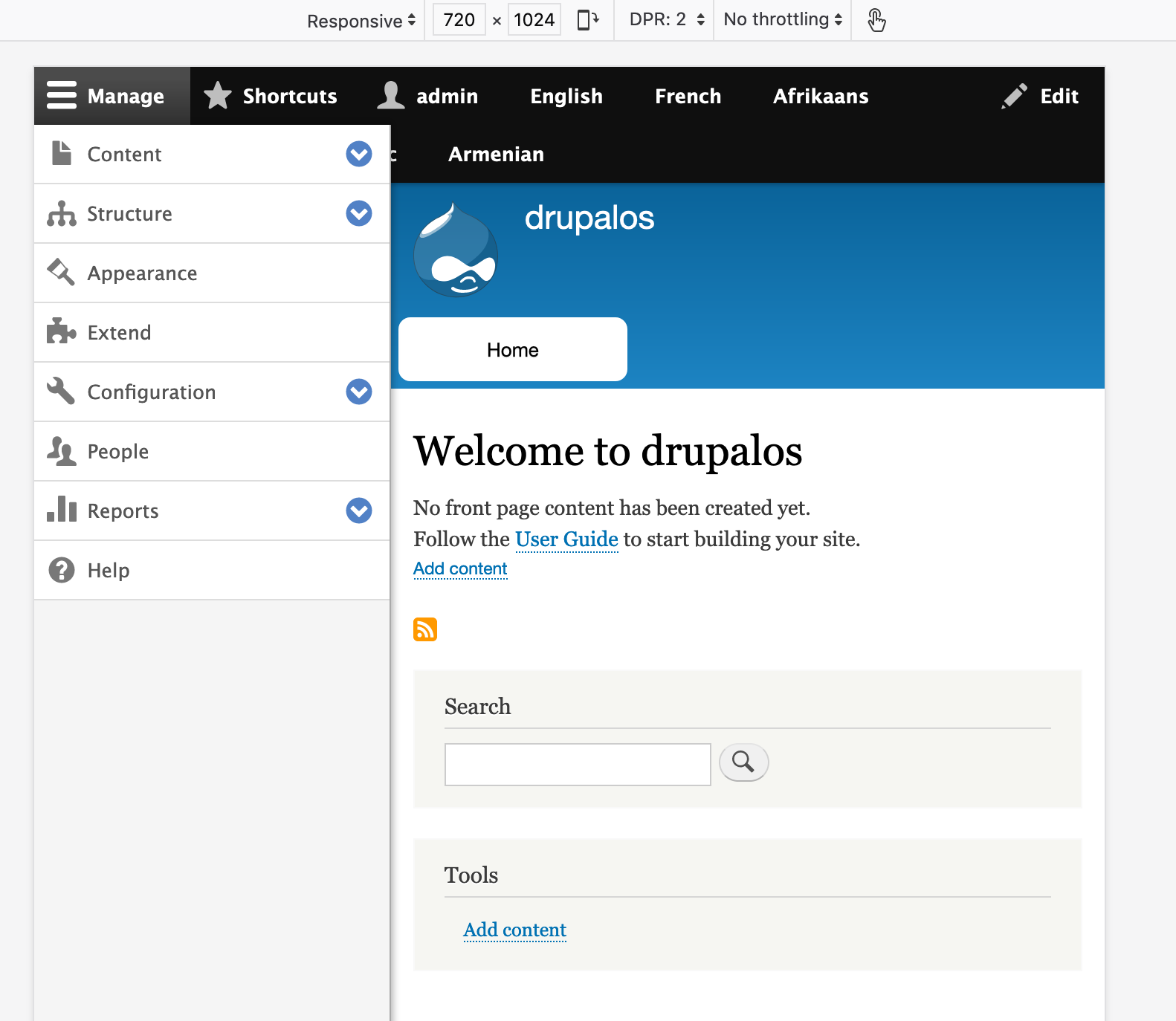 drupal admin toolbar