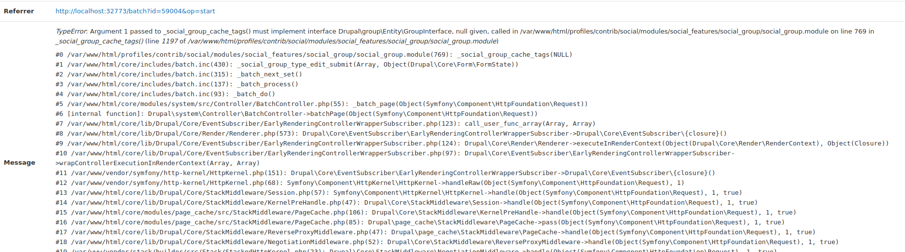 Typeerror Argument 1 Passed To Social Group Cache s Must Implement Interface Drupal Group Entity Groupinterface Drupal Org Typeerror Argument 1 Passed To Social Group Cache s Must Implement Interface Drupal Group Entity Groupinterface Drupal Org