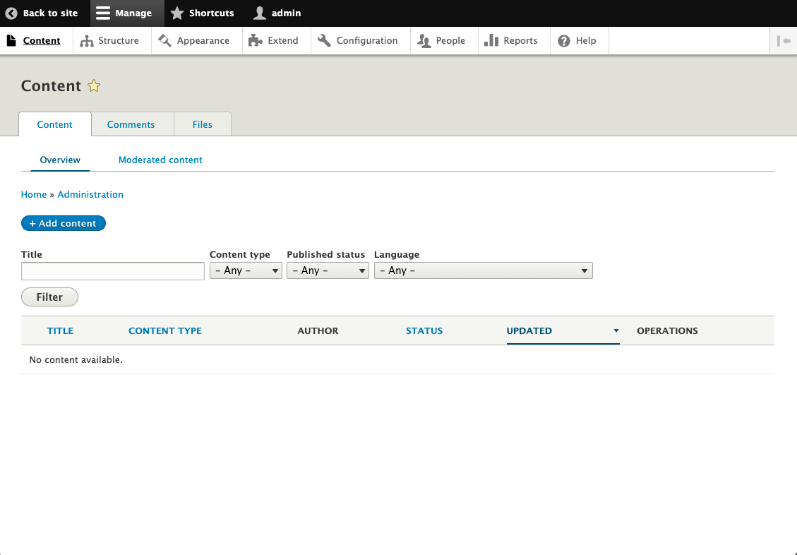 Create a default task menu link for content overview so contrib doesn't