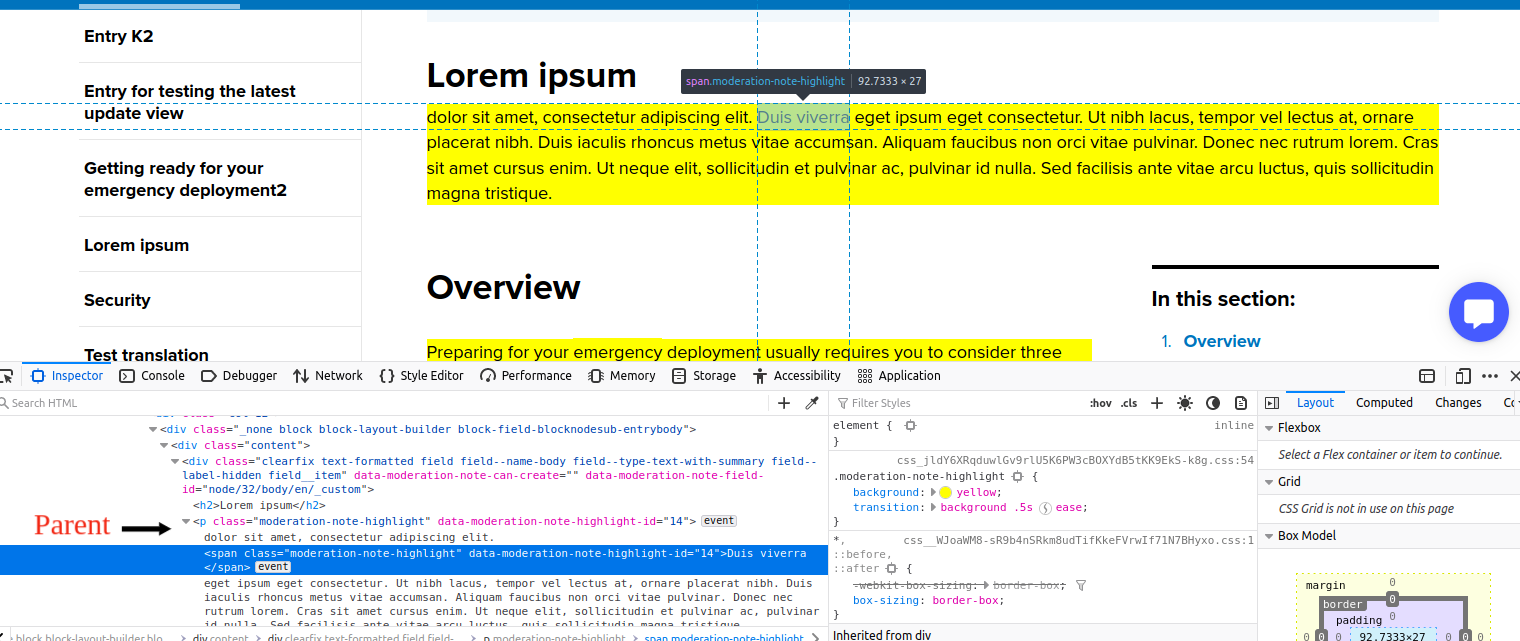 Highlighting not working properly on Firefox browser [3313174