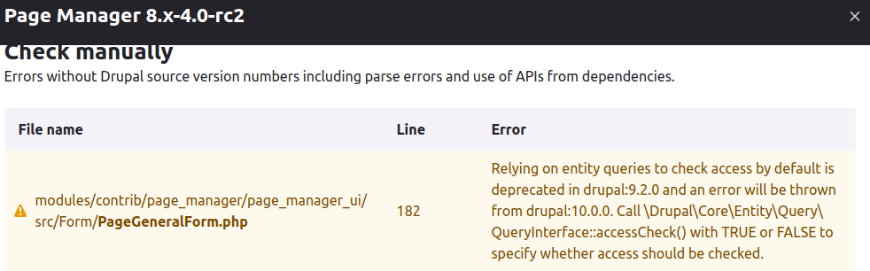 Deprecated code in the contrib module page_manager [#3403542] | Drupal.org