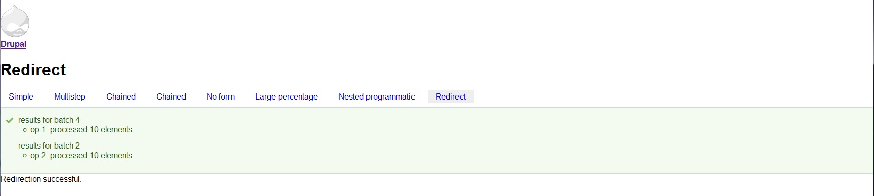 Test drupal_set_message after