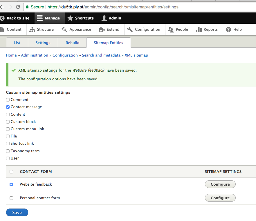 wrong destination query param in xmlsitemapentitiessettingsform
