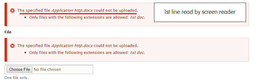 Screenshot file upload fail